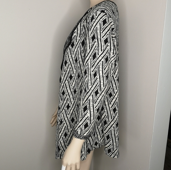 Dex Waterfall Front Cardigan Faux Leather Trim - Picture 2 of 8